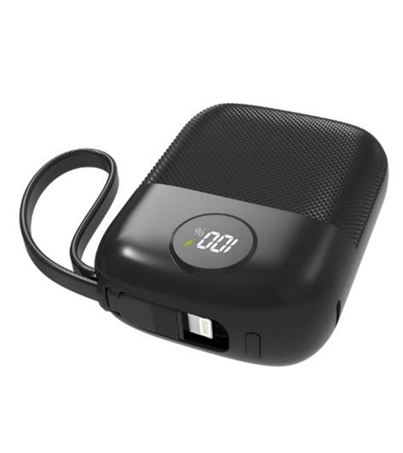 S-link MP110 10000mAh PD22.5W Type-C+Lightning Kablolu Siyah  Pil Şarj Cihazı Powerbank