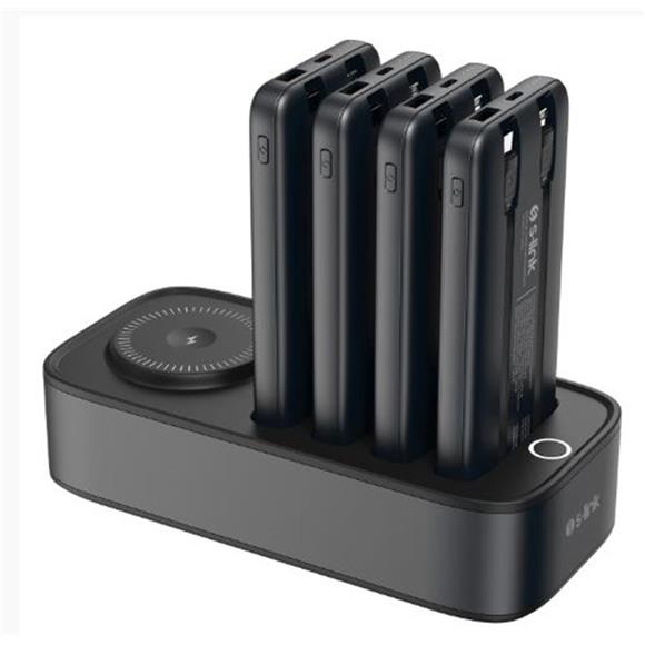 S-link IP-DS40 4 Adet 10000mAH Powerbank li  15W Kablosuz Şarj Siyah Taşınabilir Şarj İstasyonu