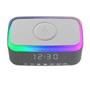 Mikado MD-W8 1200mAh 10W Gri BT,USB,Kablosuz Şarjlı RGB-Gece Lambası Özellikli Alarmlı Saat Speaker
