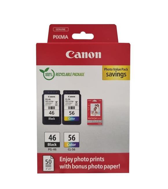 CANQN PG-46 CL-56 Multipack 2'li Mürekkep Kartuş 50 adet 10x15 Fotoğraf Kağıdı Hediyeli Kartuşlar
