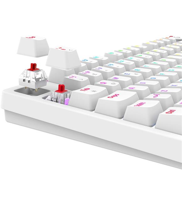 Rampage ENIGMA Beyaz USB RGB Aydınlatmalı Red Switch Tam Türkçe  Gaming Mekanik Klavye