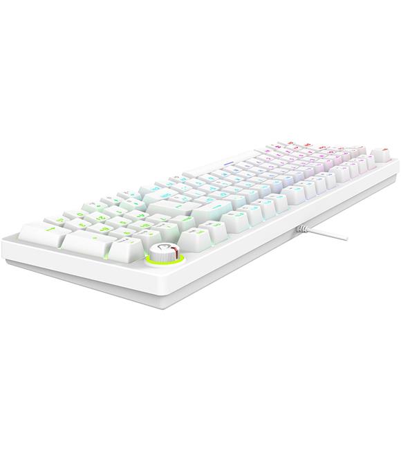 Rampage ENIGMA Beyaz USB RGB Aydınlatmalı Red Switch Tam Türkçe  Gaming Mekanik Klavye