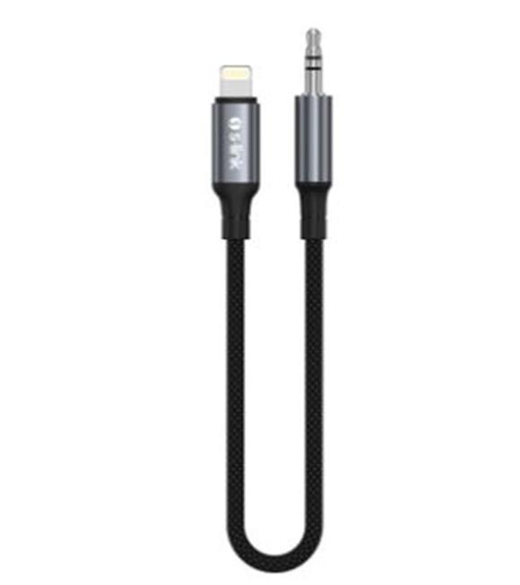 S-link Armor ML-01 1.2m Lightning to M AUX Örgülü Metal Başlıklı Siyah Ses Kablosu