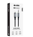 S-link Armor ML-01 1.2m Lightning to M AUX Örgülü Metal Başlıklı Siyah Ses Kablosu_1)