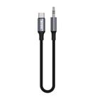 S-link Armor MC-01 1.2m Type-C to M AUX Örgülü Metal Başlıklı Siyah Ses Kablosu
