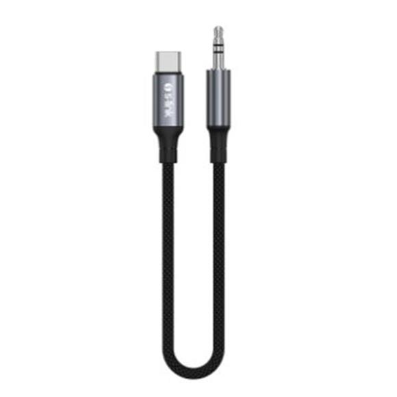 S-link Armor MC-01 1.2m Type-C to M AUX Örgülü Metal Başlıklı Siyah Ses Kablosu