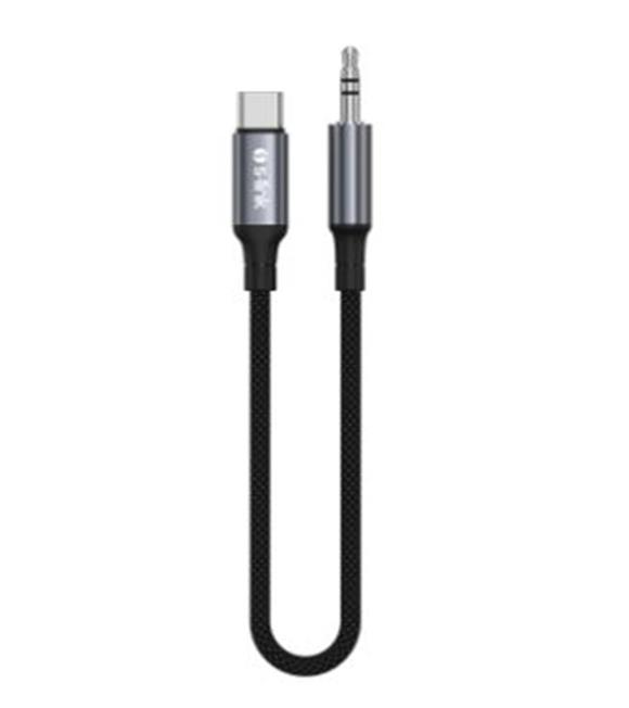 S-link Armor MC-01 1.2m Type-C to M AUX Örgülü Metal Başlıklı Siyah Ses Kablosu