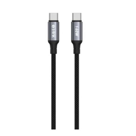 S-link Armor CC-01 60W 1.2m Type-C to Type-C PD Örgülü Metal Başlıklı Siyah Hızlı Şarj Kablosu
