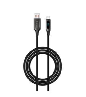 S-link Armor LED UC-066 66W 1m USB to Type-C PD Örgülü LED Başlıklı Siyah Hızlı Şarj Kablosu