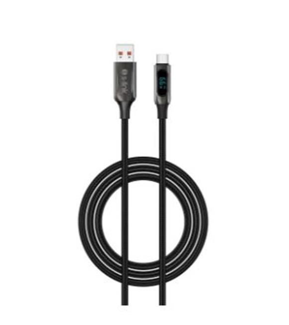 S-link Armor LED UC-066 66W 1m USB to Type-C PD Örgülü LED Başlıklı Siyah Hızlı Şarj Kablosu