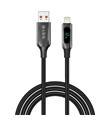 S-link Armor LED UL-012 12W 1m USB to Lightning PD Örgülü LED Başlıklı Siyah Hızlı Şarj Kablosu