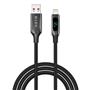 S-link Armor LED UL-012 12W 1m USB to Lightning PD Örgülü LED Başlıklı Siyah Hızlı Şarj Kablosu