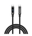S-link Armor LED LCC-0100 100W 1m Type-C to Type-C PD Örgülü LED Başlıklı Siyah Hızlı Şarj Kablosu