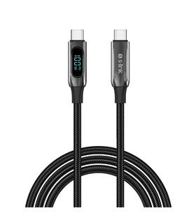 S-link Armor LED LCC-0100 100W 1m Type-C to Type-C PD Örgülü LED Başlıklı Siyah Hızlı Şarj Kablosu