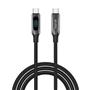 S-link Armor LED LCC-0100 100W 1m Type-C to Type-C PD Örgülü LED Başlıklı Siyah Hızlı Şarj Kablosu