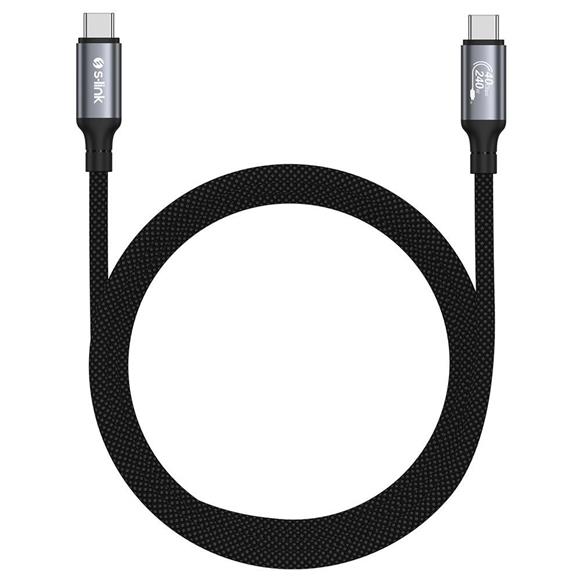 S-link Armor DCC-01 240W 1.2m Type-C to Type-C Örgülü Metal 8K 60HZ Siyah Data ve Hızlı Şarj Kablosu