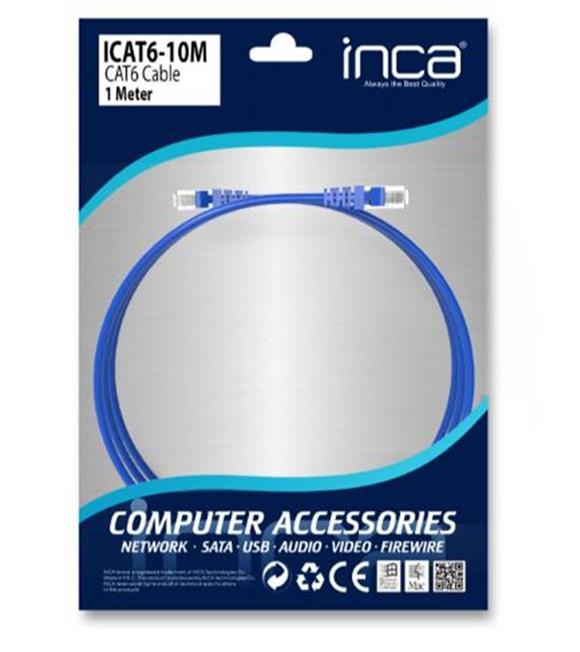 İnca INCA ICAT6- 1MT Cat6 Mavi Kablo Ağ Kablosu ve Konnectörler