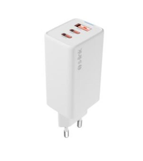 S-link SL-ECG65 2-USB-C + USB-A GAN PD 65W - QC 18W Type GAN PD-PPS Beyaz EV-NOTEBOOK Şarj Adaptör