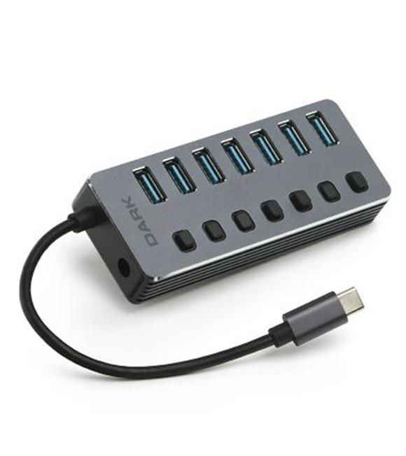 Dark "DK-AC-USB371C" 7 Port USB 3.0 Hub, Harici Adaptörlü USB Çoklayıcı Type-C HUB