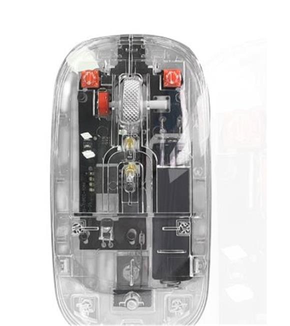 Dexim MW-002RT 2.4Ghz & Bluetooth Kablosuz Şarj Edilebilir Şeffaf Sessiz Mouse-DMA025