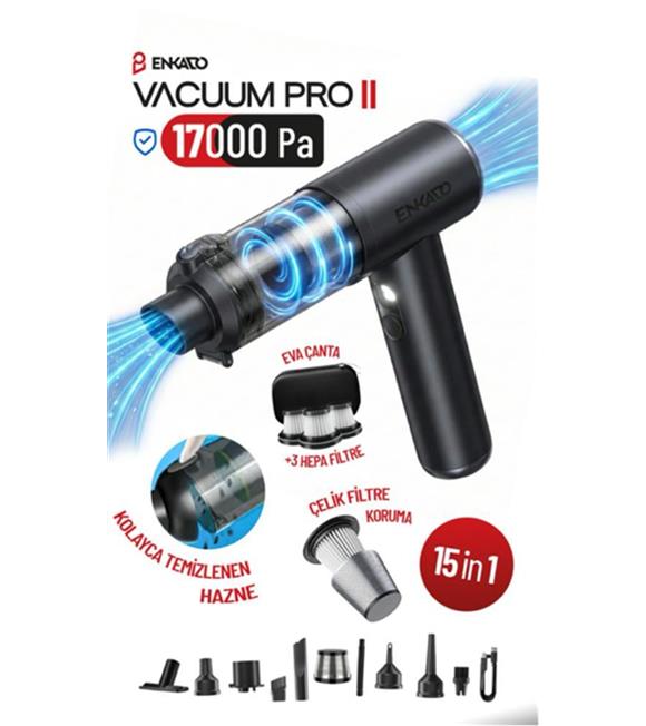 Enkado EKD-SP10 17000PA 2000ah Güçlü Vakum Ve Üflemeli Şarjlı Elektrikli Araç Süpürgesi 3ad Filtre