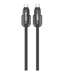 S-link Armor Boyun Askılı AC-01 60W 1.2m Type-C to Type-C  Örgülü Metal Başlıklı Siyah Şarj Kablosu