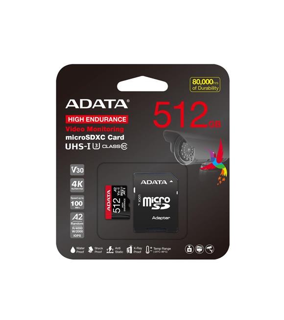 Adata 512 GB High Endurance microSDXC 4K U3 V30 A2 Hafıza Kartı