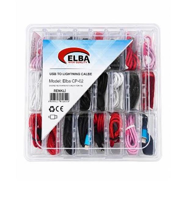 Elba CP-02 Şeffaf Kutulu Usb To Lightning (Kırmızı,Beyaz,Pembe,Siyah,Lacivert)24lü Şarj Kablosu