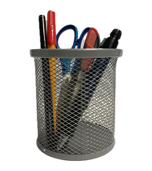 Bafix Kalemlik Metal Perforeli Silindir Silver BFX-MMK802G