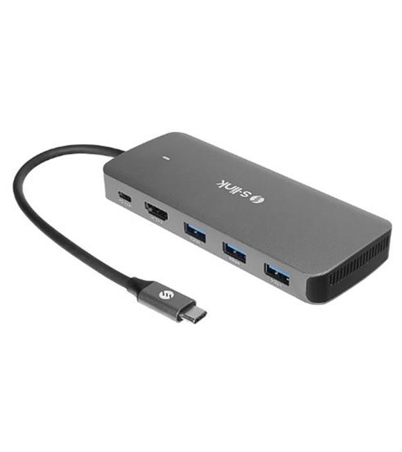S-link SWV-USBC036 6 in 1 Gri Metal Type-C to HDMI Depolama Fonskiyonlu 6 in 1 USB-C Hub