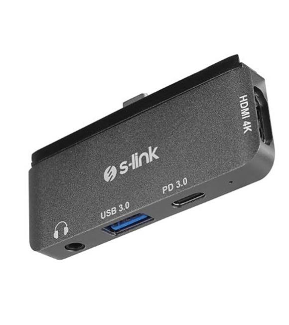 S-link SWV-USBC035 Type-C to HDMI + PD + USB 3.0 3.5mm Aux port Çevirici Adaptör