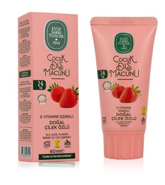Eyüp Sabri Tuncer Doğal Çilek Özlü 2-6 Yaş Çocuk Diş Macunu 60 ml