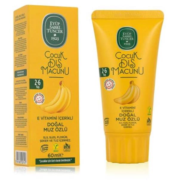 Eyüp Sabri Tuncer Doğal Muz Özlü 2-6 Yaş Çocuk Diş Macunu 60 ml