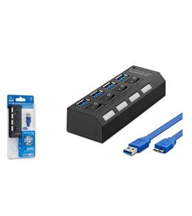 Hadron Hdx7023 Usb3.0 Hub Anahtarlı 4 Port 0,5m Siyah