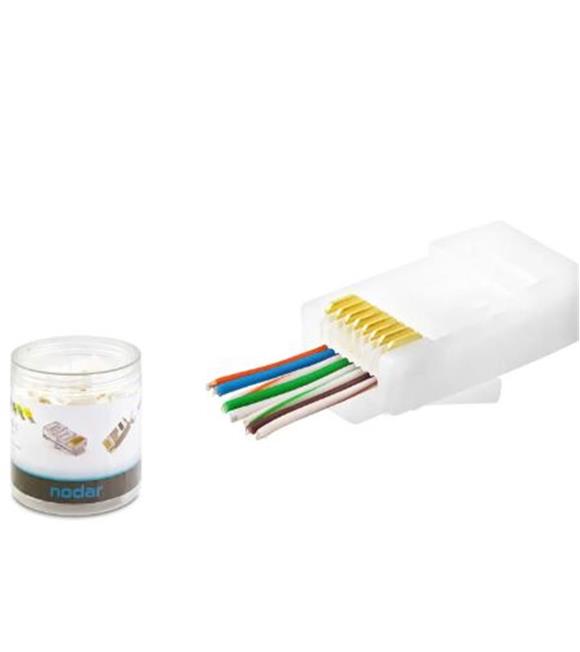 NODAR ND2406 CAT6 EZ RJ45 Konnektör 100 Adet Plastik Kutu - Beyaz