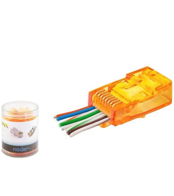 NODAR ND2405 CAT6 EZ RJ45 Konnektör 100 Adet Plastik Kutu -Turuncu