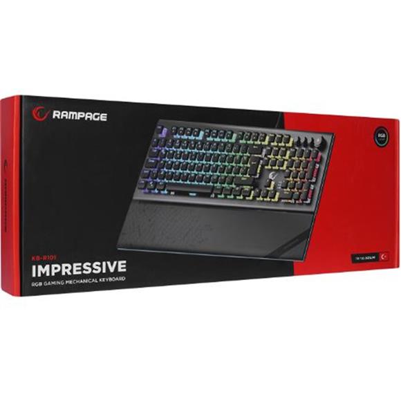 Rampage KB-R101 IMPRESSIVE Gri-Siyah USB RGB Aydınlatmalı İnce Tasarım Red Switch Oyuncu Klavyesi