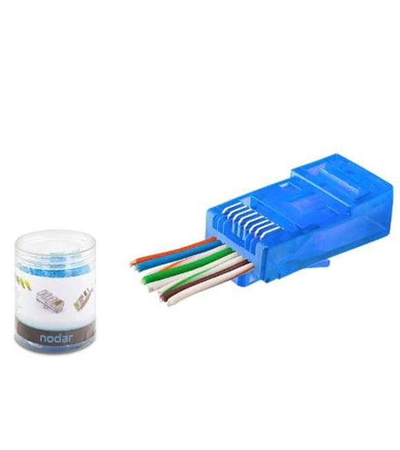 Hadron NODAR ND2404 CAT6 EZ RJ45 Konnektör 100 Adet Plastik Kutu - Mavi Ağ Kablosu ve Konnectörler