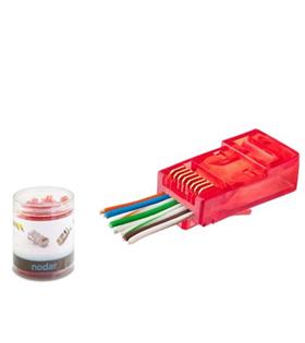 NODAR ND2403 CAT6 EZ RJ45 Konnektör 100 Adet Plastik Kutu - Kırmızı