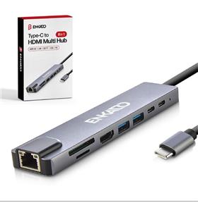 ENKADO EKD-TP42 TYPE-C TO TO HDMI 8İN 2PD+2 USB 2,0 +HDMI 4K +SD-TF+ETHERNET 100MBS Çevirici Ve Konnektörler