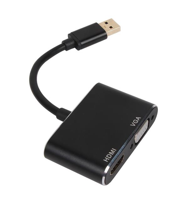 Vcom CU322M USB3.0 Erkek To HDMI Dişi + VGA Dişi Çevirici
