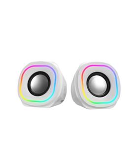 Mikado MD-180 2.0 3W-2 Beyaz RGB Aydınlatmalı USB + 3.5mm USB 5V Speaker Hoparlör