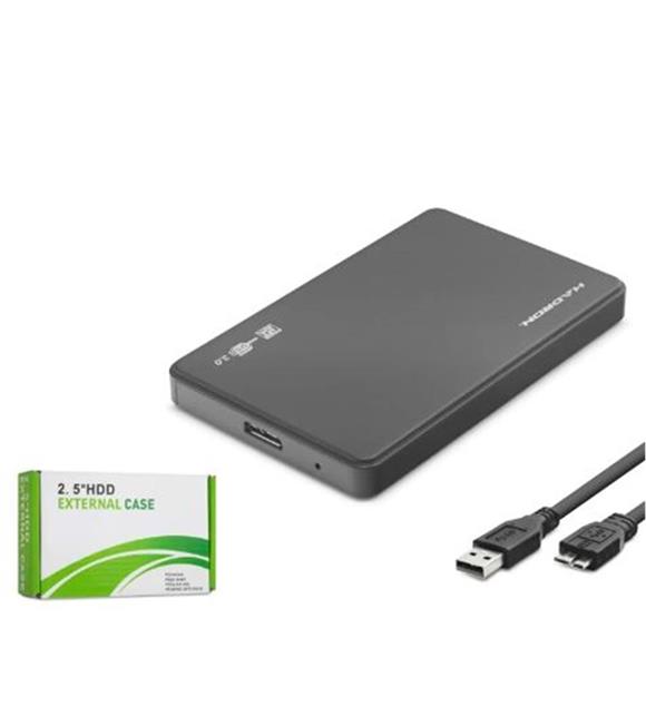 HADRON HDX1752S 2.5 İnç SATA HDD-SSD Harici Disk Kutusu USB 3.0 Micro-B - Siyah Harici Disk Kutuları