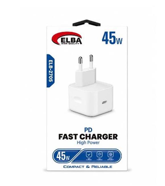 Elba ELB-2705 45W Beyaz Usb-C Ev Şarj Kafa Adaptörler
