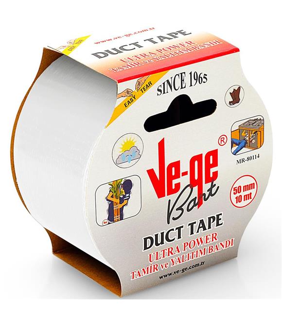 Vege Özel Amaçlı Bant Tamir ve Yalıtım Power Ducttape 50x10 Beyaz