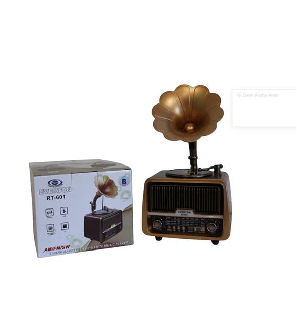 Everton Rt-601 Gramafonlu Bluetooth Fm-Usb-Tf-Aux  Şarjlı Nostaljik Radyo