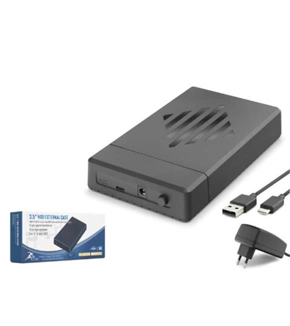 HADRON HDX1795 3.5 İnç SATA HDD Harici Disk Kutusu USB 3.0 Type-C - Siyah Harici Disk Kutuları