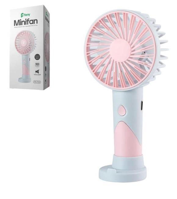 Feny FN-F20 Pembe-Açık Mavi Kademeli Ultra Sessiz Şarjlı Taşınabilir 500Mah Mini El Fanı