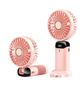 Feny FN-F30 Pembe Kademeli Ultra Sessiz Led Göstergeli Katlanabilir Şarjlı 1200Mah Mini El Fanı