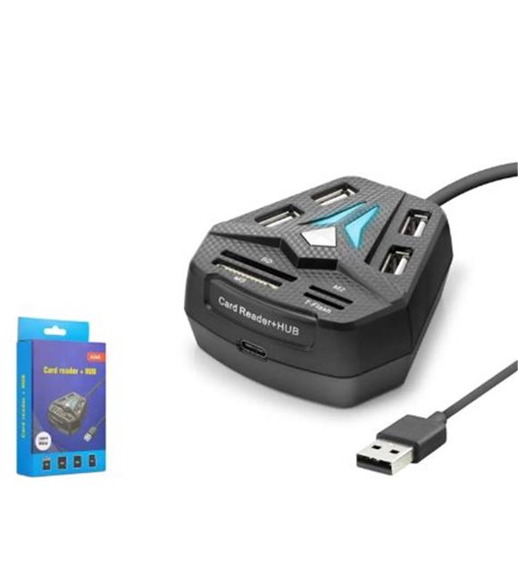 HADRON A068B USB Combo Hub Kart Okuyucu 8 Port Siyah